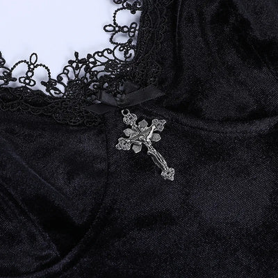 Velvet Lace Trim Bodycon Dress - MidnightAura