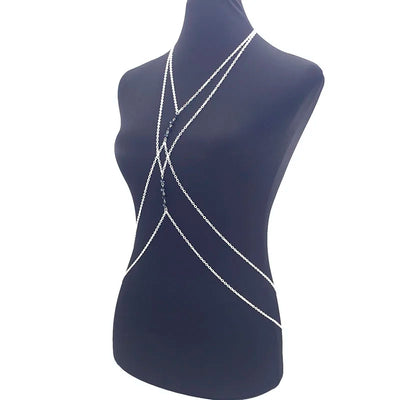 Crystal Cross  Belly Body Chain - MidnightAura