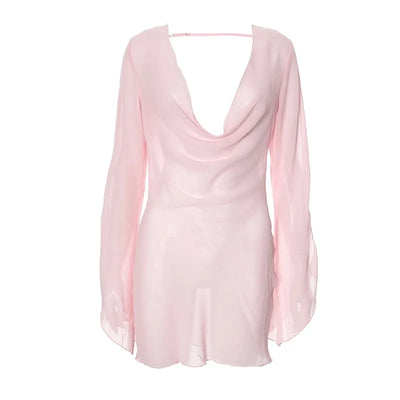 See-Through Backless Dress - MidnightAura