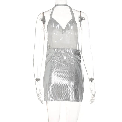 Backless Sequin Halter Dress - MidnightAura