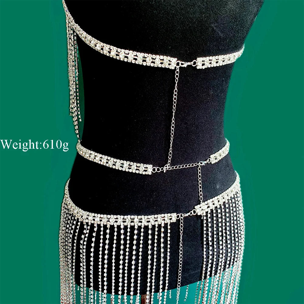 Rhinestone Chain Dress - MidnightAura