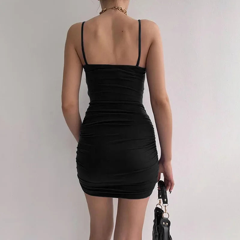 Ruched Cut-Out Bodycon Mini Dress - MidnightAura