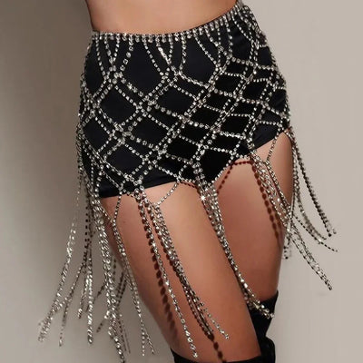 Rhinestone Chain Skirt - MidnightAura