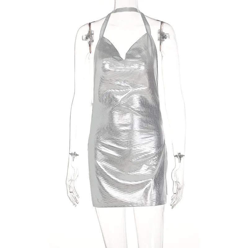 Backless Sequin Halter Dress - MidnightAura