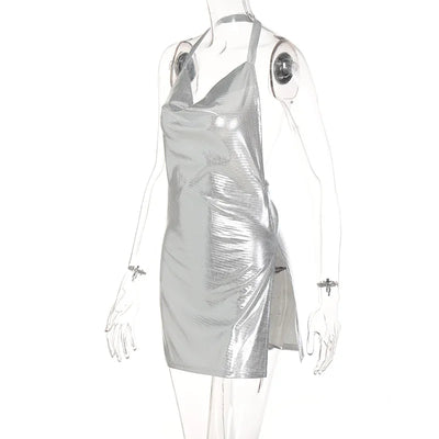 Backless Sequin Halter Dress - MidnightAura