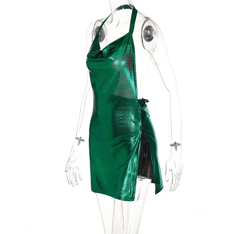 Backless Sequin Halter Dress - MidnightAura