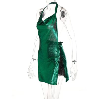 Backless Sequin Halter Dress - MidnightAura