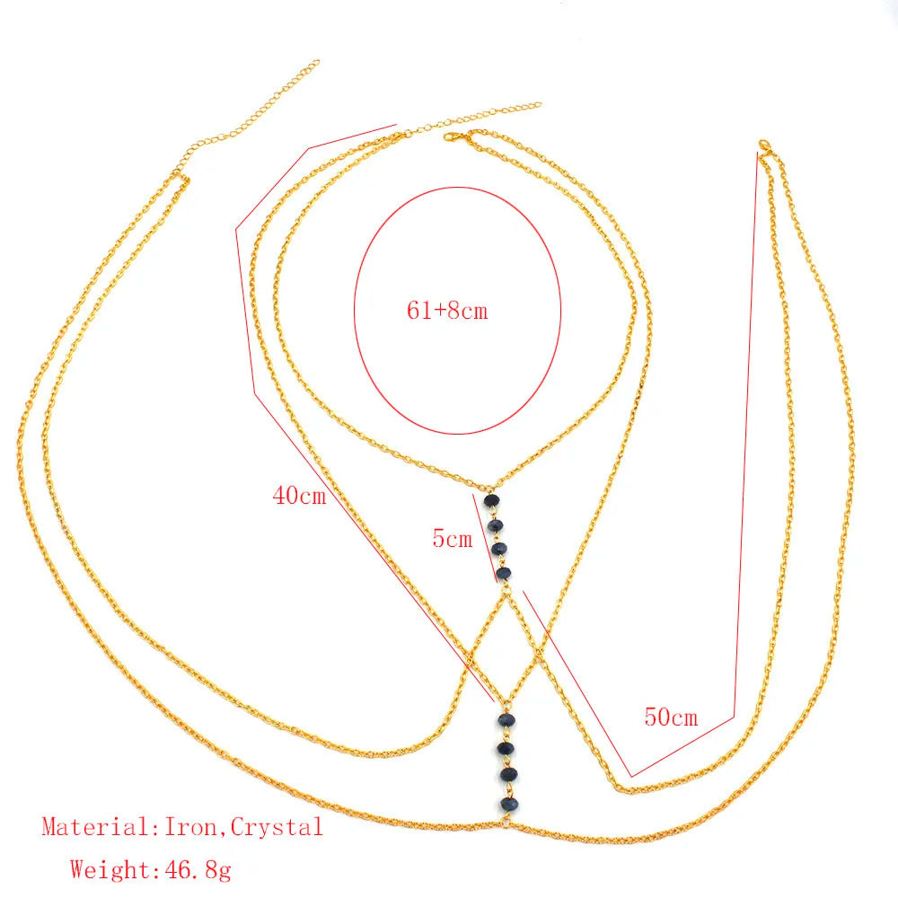 Crystal Cross  Belly Body Chain - MidnightAura