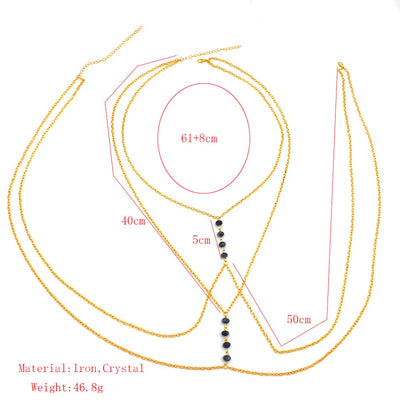 Crystal Cross  Belly Body Chain - MidnightAura