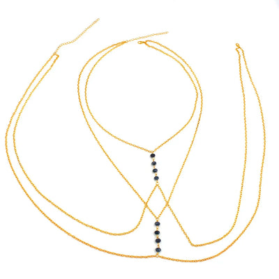 Crystal Cross  Belly Body Chain - MidnightAura