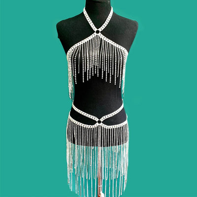 Rhinestone Chain Dress - MidnightAura