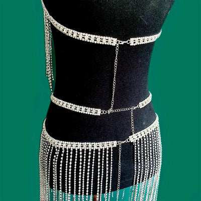 Rhinestone Chain Dress - MidnightAura