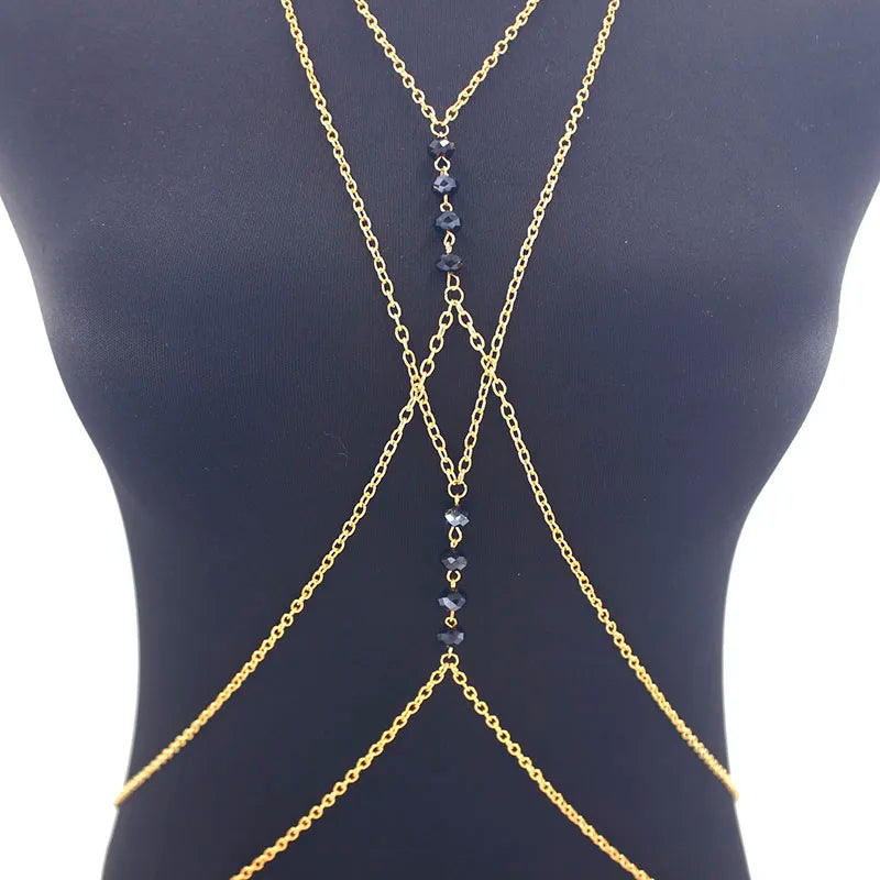 Crystal Cross  Belly Body Chain - MidnightAura