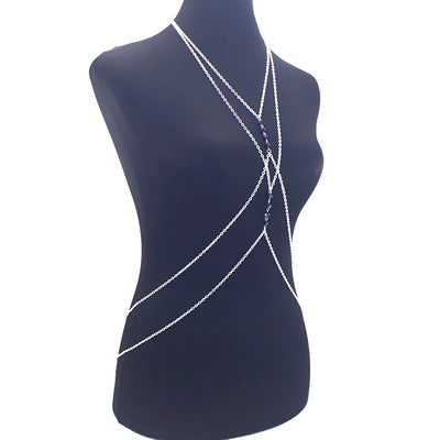 Crystal Cross  Belly Body Chain - MidnightAura