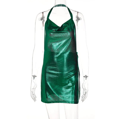 Backless Sequin Halter Dress - MidnightAura