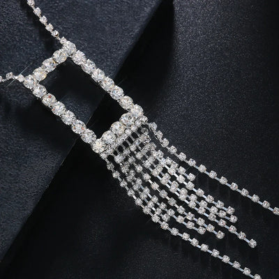 StoneFans Tassel Rhinestone Chest Chain - MidnightAura