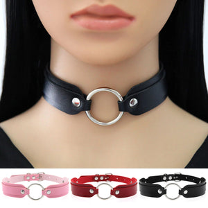 Faux Leather Goth Collar - MidnightAura