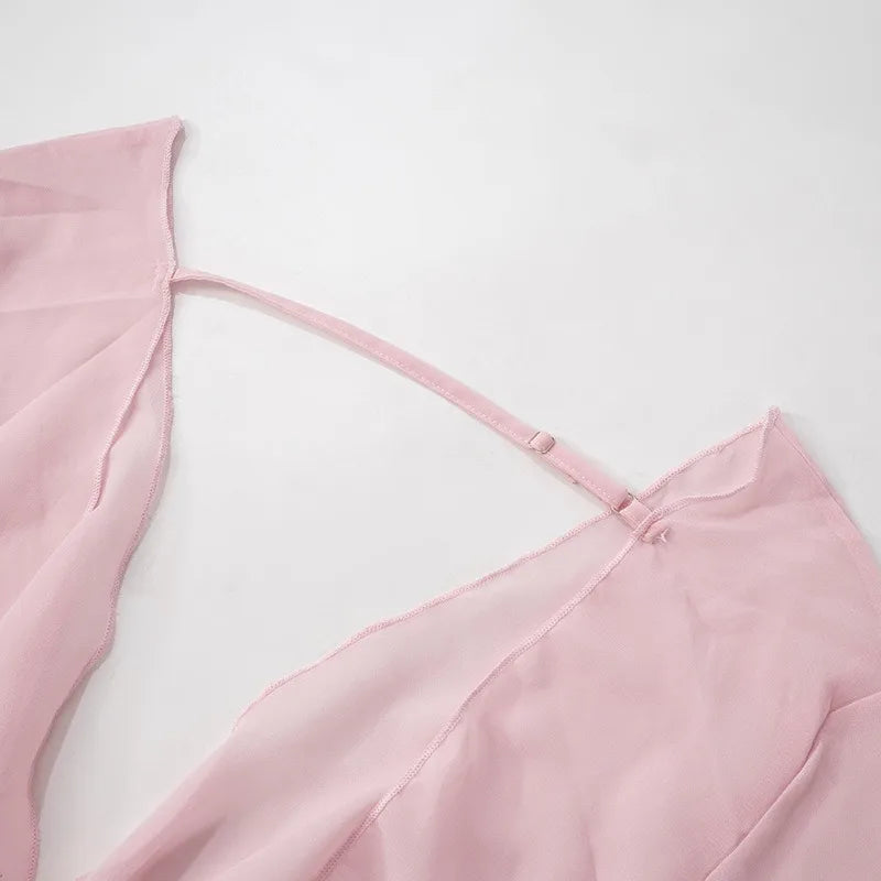 See-Through Backless Dress - MidnightAura