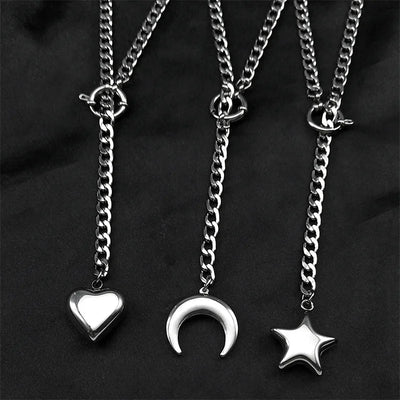 Heart Star O-ring Long Chain - MidnightAura