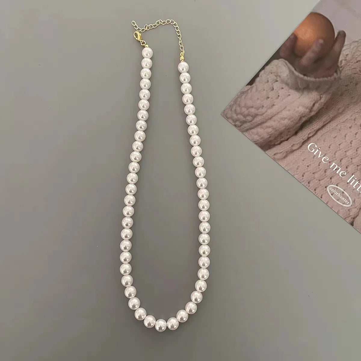 Simulated Pearl Beaded Necklace - MidnightAura