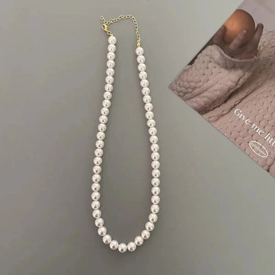 Simulated Pearl Beaded Necklace - MidnightAura