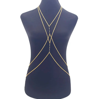 Crystal Cross  Belly Body Chain - MidnightAura