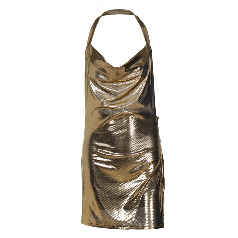 Backless Sequin Halter Dress - MidnightAura