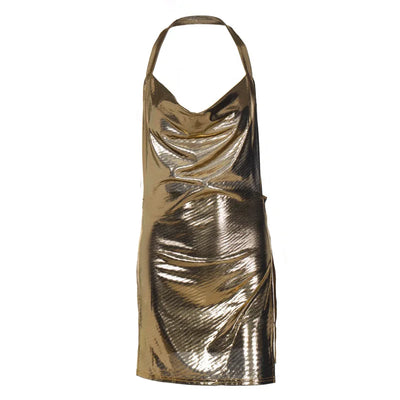 Backless Sequin Halter Dress - MidnightAura
