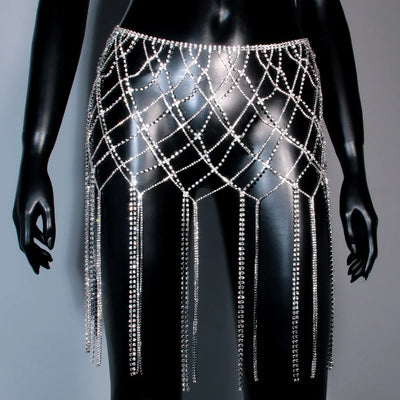 Rhinestone Chain Skirt - MidnightAura