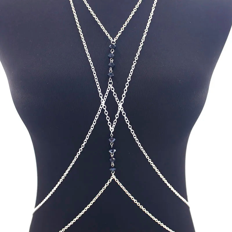 Crystal Cross  Belly Body Chain - MidnightAura