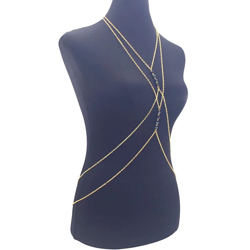 Crystal Cross  Belly Body Chain - MidnightAura