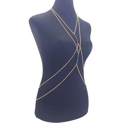 Crystal Cross  Belly Body Chain - MidnightAura