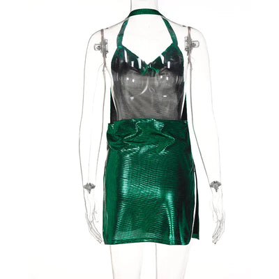 Backless Sequin Halter Dress - MidnightAura