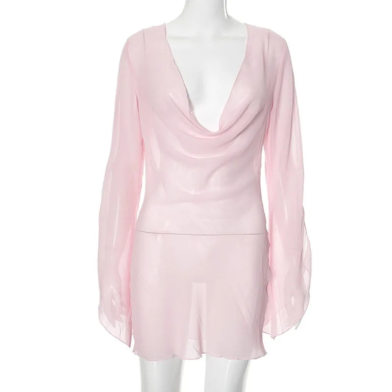 See-Through Backless Dress - MidnightAura