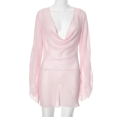 See-Through Backless Dress - MidnightAura