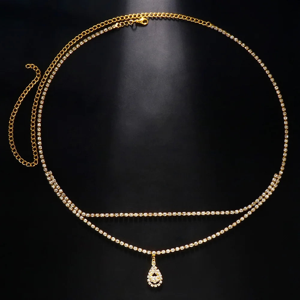 Rhinestone Belly Waist Chains - MidnightAura
