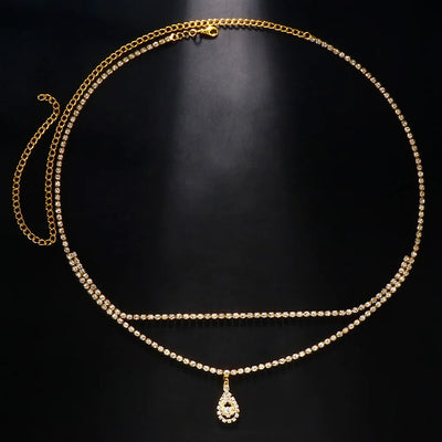 Rhinestone Belly Waist Chains - MidnightAura