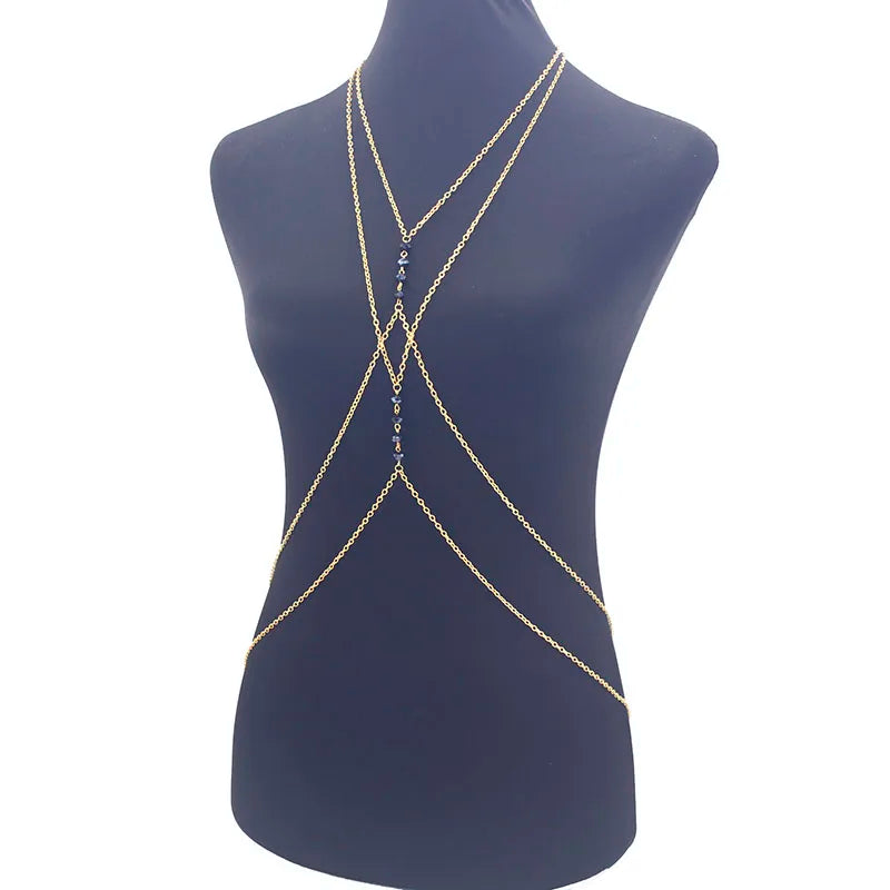 Crystal Cross  Belly Body Chain - MidnightAura