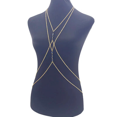 Crystal Cross  Belly Body Chain - MidnightAura
