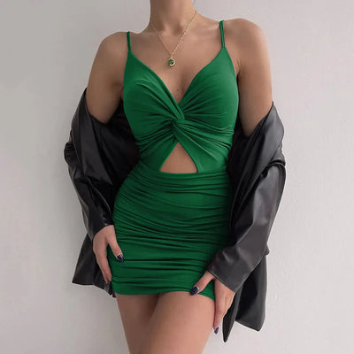 Ruched Cut-Out Bodycon Mini Dress - MidnightAura
